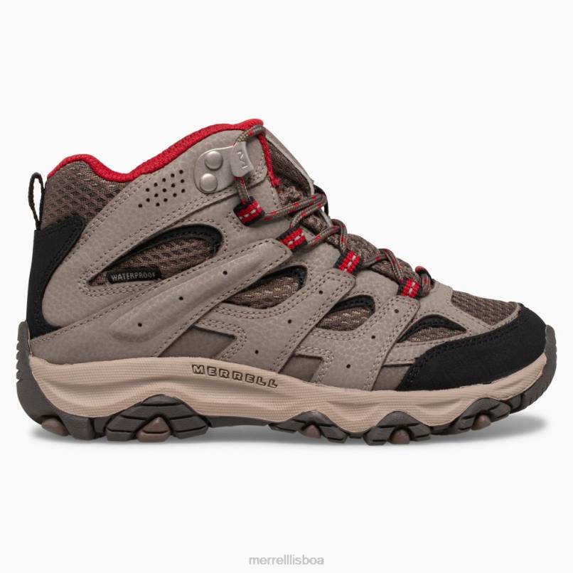 bota impermeável moab 3 mid (mk265701) DD0T1430 pedra/vermelho Merrell